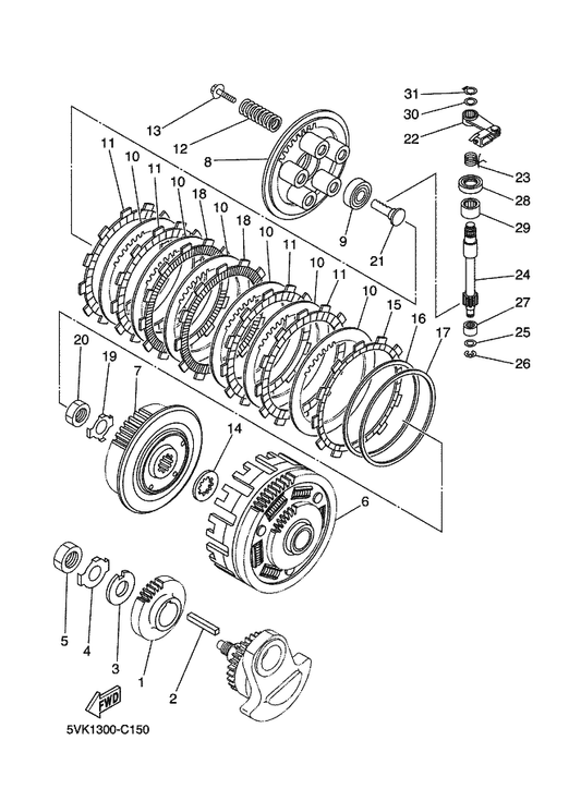Yamaha 5JG-16384-00 Plate, Seat — shown on the Clutch parts diagram