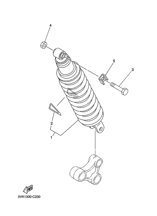 Yamaha 5VK-22210-01 Shock Absorber Assy, Rear — shown on the Rear Suspension parts diagram