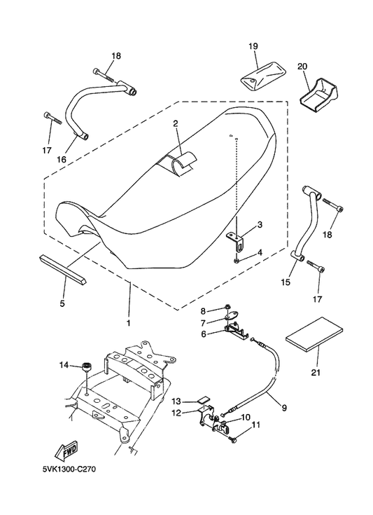 Yamaha 1D2-F4731-21 . Cover, Seat — shown on the Seat parts diagram