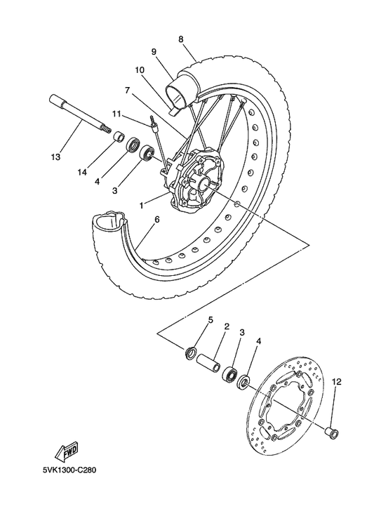 Yamaha 94418-21X03 Rim (1.85-21) — shown on the Front Wheel parts diagram