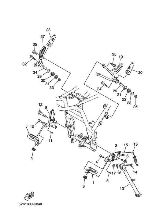 Yamaha 5VK-F741L-00 Bracket 4 — shown on the Stand & Footrest parts diagram