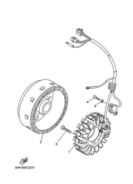 Yamaha 5VK-81450-00 Rotor Assy — shown on the Generator parts diagram