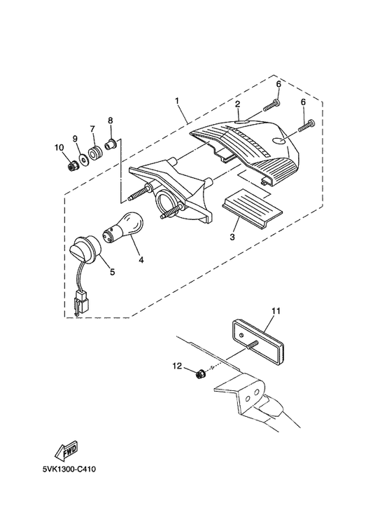 Yamaha 5VK-H4721-00 . Lens, Taillight — shown on the Taillight parts diagram