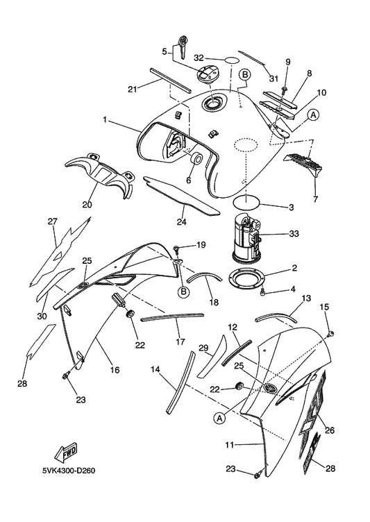 Yamaha 5VK-21788-00 Graphic — shown on the Fuel Tank parts diagram