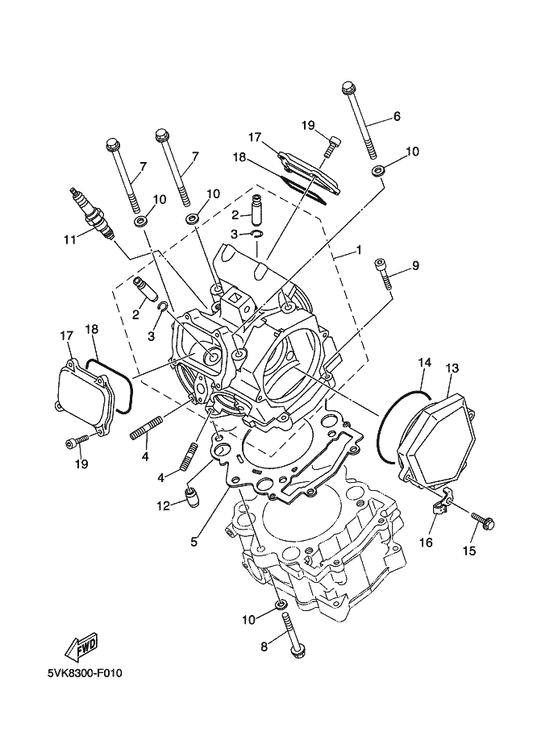 Yamaha 5VK-11181-00 Gasket, Cylinder Head 1 — shown on the Cylinder Head parts diagram
