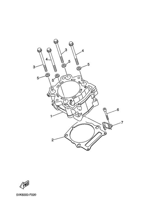 Yamaha 5VK-11311-01 Cylinder 1 — shown on the Cylinder parts diagram