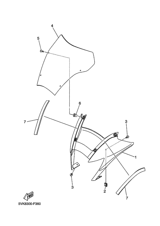 Yamaha 5VK-F8351-60 Body, Cowling — shown on the Cowling 1 parts diagram