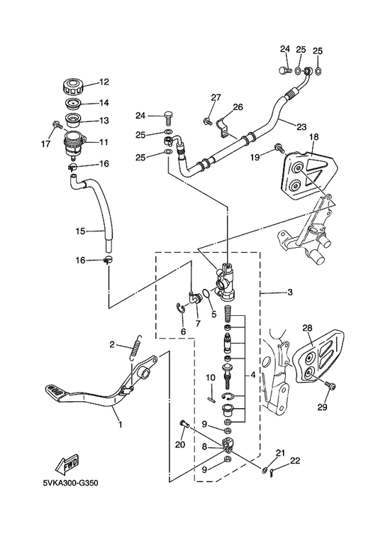 Yamaha 5VK-F117F-10 Cover — shown on the Rear Master Cylinder parts diagram