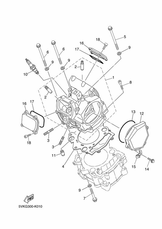 Yamaha 5VK-E1185-10 Cover, Cylinder Head Side 3 — shown on the Cylinder Head parts diagram