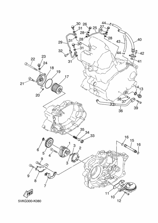 Yamaha 5VK-13465-00 Hose, Oil 2 — shown on the Oil Pump parts diagram