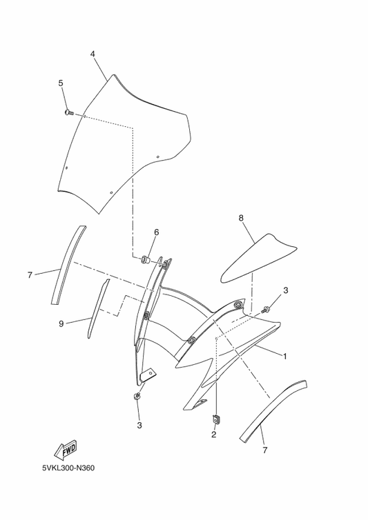 Yamaha 5VK-F8392-00 Graphic 2 — shown on the Cowling 1 parts diagram