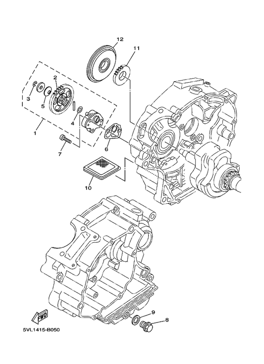 Yamaha 5VL-E3329-00 Gasket, Pump Cover — shown on the Oil Pump parts diagram