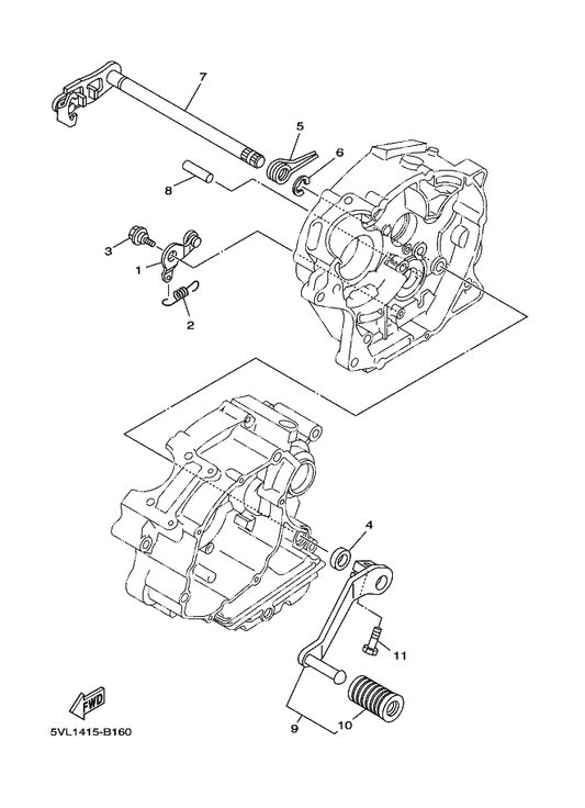 Yamaha 5VL-E8337-00 Spring — shown on the Shift Shaft parts diagram