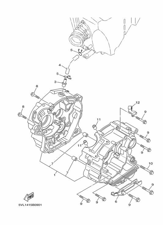 Yamaha 90462-16801 Clamp — shown on the Crankcase parts diagram
