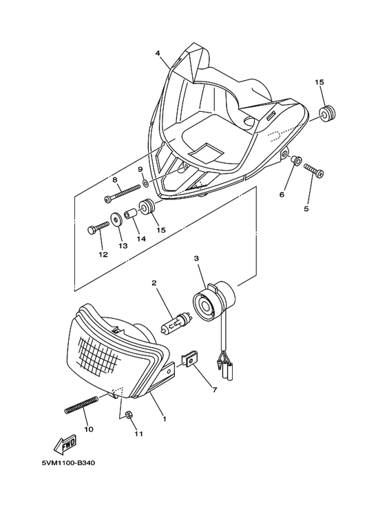 Yamaha 5VM-84310-00 Headlight Unit Assy — shown on the Headlight parts diagram