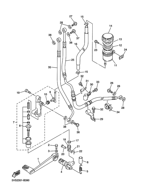 Yamaha 5VS-25894-00 Tank, Reservoir — shown on the Rear Master Cylinder parts diagram