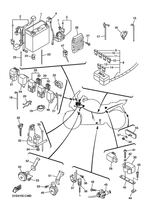 Yamaha 4BH-82511-09 Blank Key — shown on the Electrical 2 parts diagram