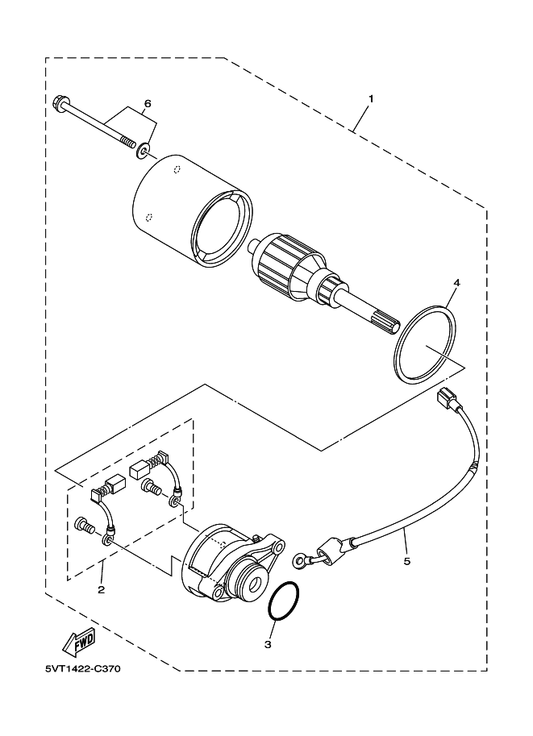Yamaha 5TP-H182L-00 . O-Ring 1 — shown on the Starting Motor parts diagram