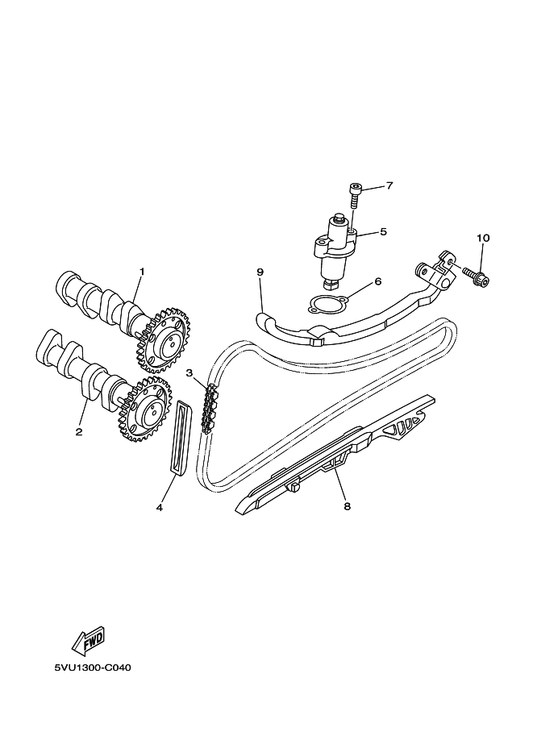 Yamaha 5VU-12180-00 Camshaft Assy 2 — shown on the Camshaft & Chain parts diagram