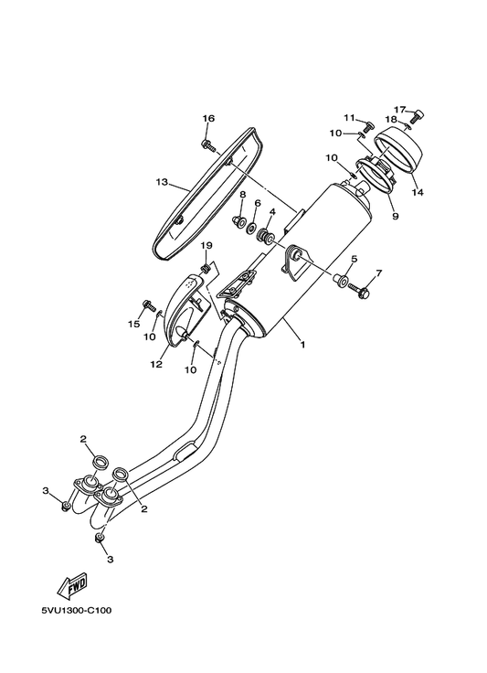 Yamaha 5GJ-14799-01 Cap — shown on the Exhaust parts diagram