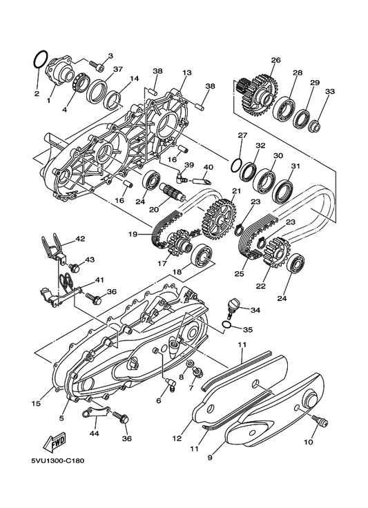 Yamaha 812-11198-00 Gasket — shown on the Sub Transmission parts diagram