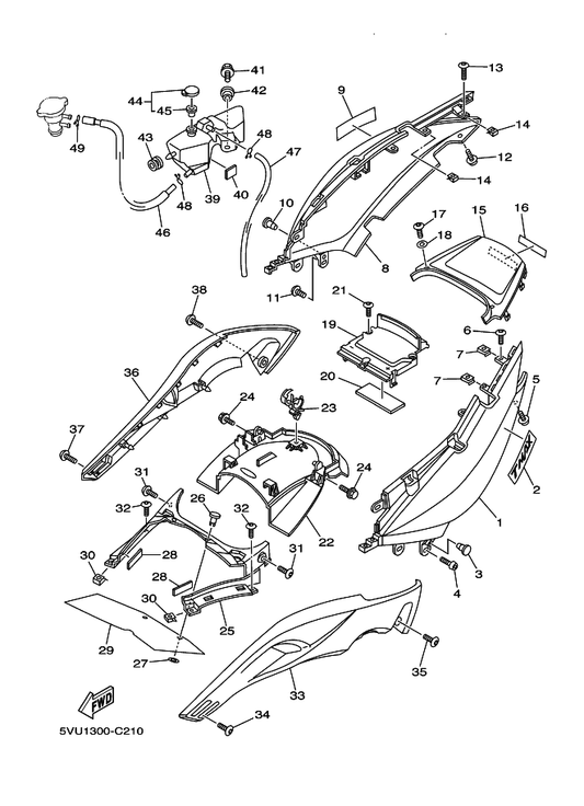 Yamaha 5GJ-21711-00-P7 Cover, Side 1 — shown on the Side Cover parts diagram