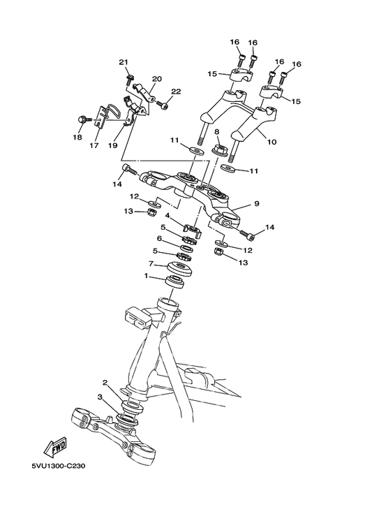 Yamaha 5GJ-25886-00 Holder, Brake Hose — shown on the Steering parts diagram