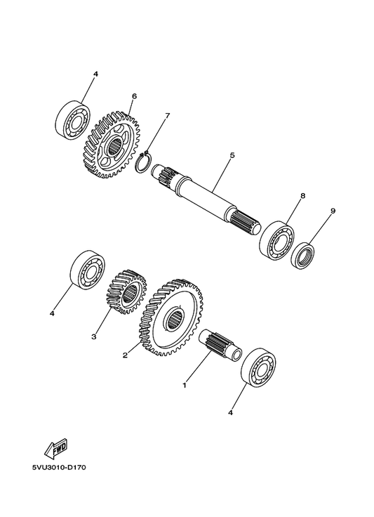 Yamaha 5VU-16151-00 Gear, Primary Driven (52T) — shown on the Transmission parts diagram