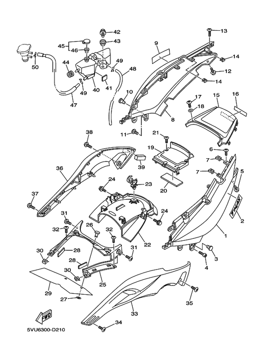 Yamaha 5GJ-21741-00-P4 Cover, Side 4 — shown on the Side Cover parts diagram