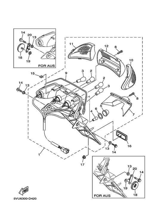 Yamaha 5GJ-84710-11 Taillight Unit Assy — shown on the Taillight parts diagram