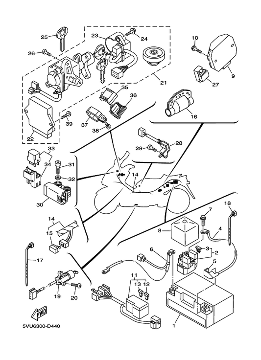 Yamaha 5VU-W8250-01 Main Sw. Immobilizer Kit — shown on the Electrical 1 parts diagram