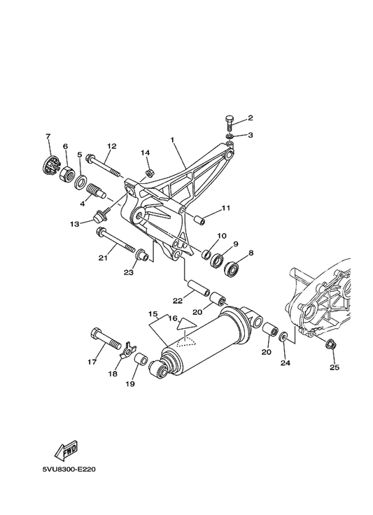 Yamaha 5GJ-22426-00 Bump, Stop — shown on the Rear Arm & Suspension parts diagram
