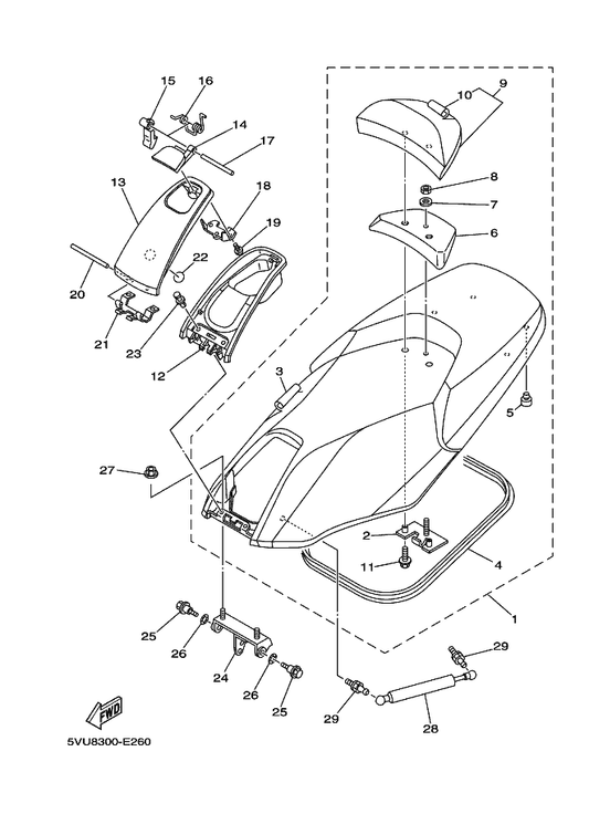 Yamaha 5GJ-2473F-00 Cover, Seat Comp. — shown on the Seat parts diagram