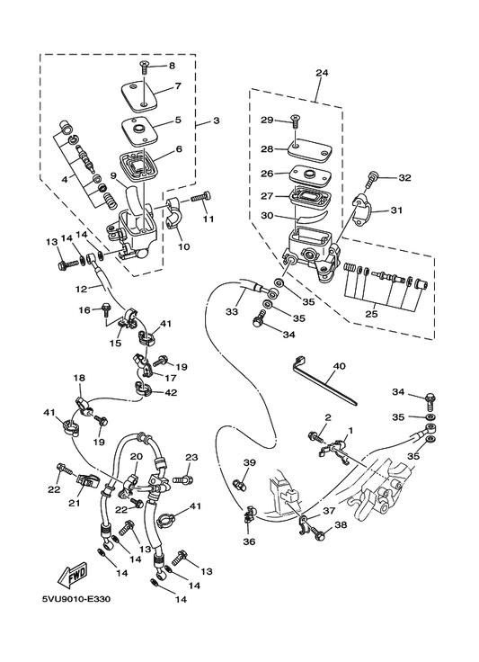 Yamaha 3YX-25896-00 . Plate, Reservoir — shown on the Front Master Cylinder parts diagram