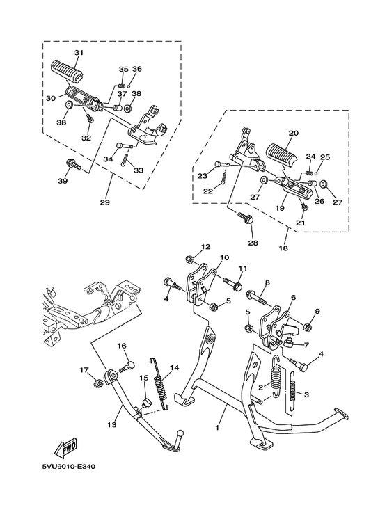 Yamaha 15B-27152-00 Bracket, Main Stand 2 — shown on the Stand & Footrest parts diagram