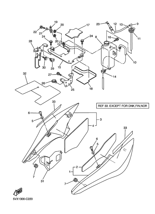 Yamaha 5VX-21710-00 Side Cover Assy 1 — shown on the Side Cover parts diagram