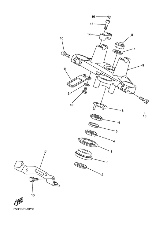 Yamaha 5VX-23377-00 Bracket, Horn — shown on the Steering parts diagram
