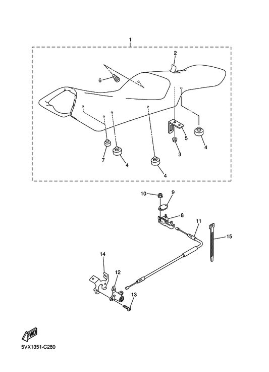 Yamaha 5VX-24711-00 . Cover, Single Seat — shown on the Seat parts diagram