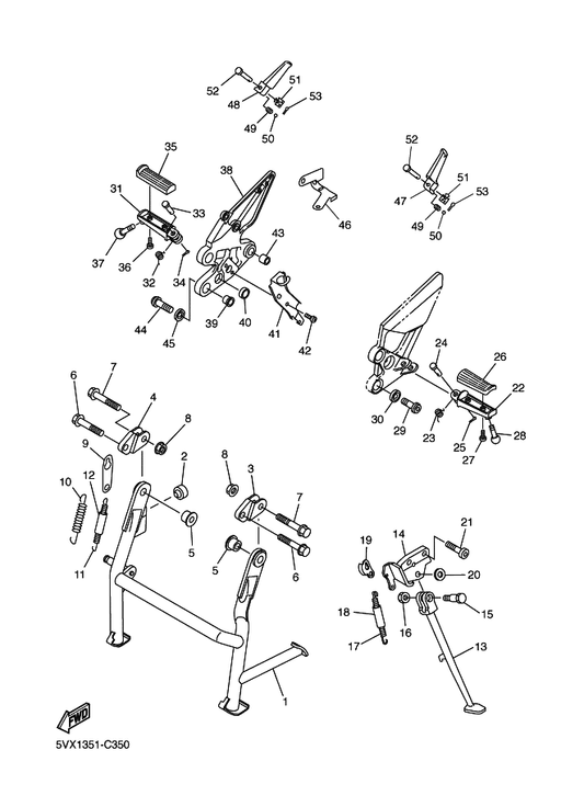 Yamaha 90105-10083 Bolt, Flange — shown on the Stand & Footrest parts diagram