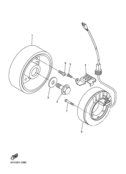 Yamaha 5VX-81450-00 Rotor Assy — shown on the Generator parts diagram