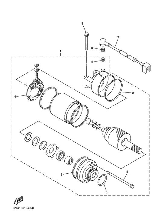 Yamaha 5VX-81815-00 Cord, Starter Motor — shown on the Starting Motor parts diagram