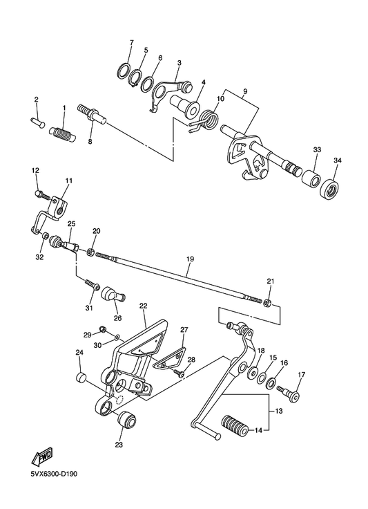 Yamaha 5VX-27445-00 Plate 1 — shown on the Shift Shaft parts diagram