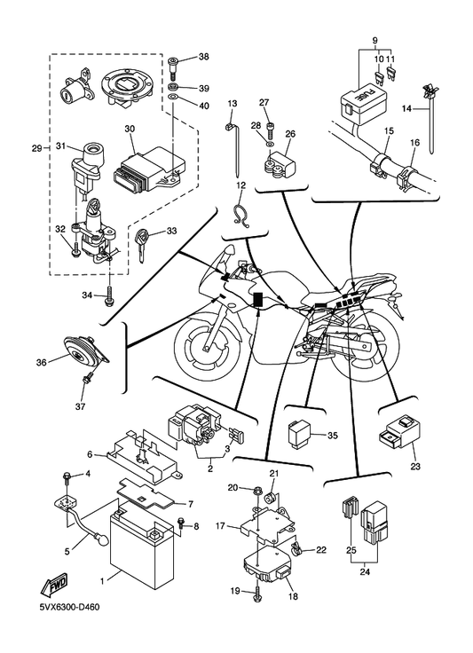 Yamaha 5VX-82590-00 Wire Harness Assy — shown on the Electrical 2 parts diagram
