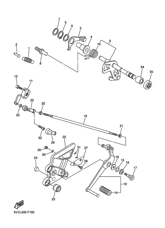 Yamaha 90508-295B2 . Spring, Torsion — shown on the Shift Shaft parts diagram
