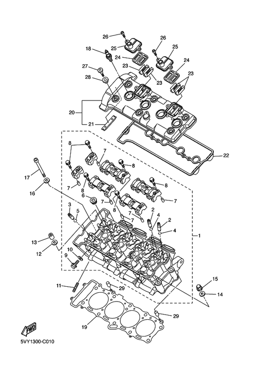 Yamaha 5VY-11181-00 Gasket, Cylinder Head 1 — shown on the Cylinder Head parts diagram