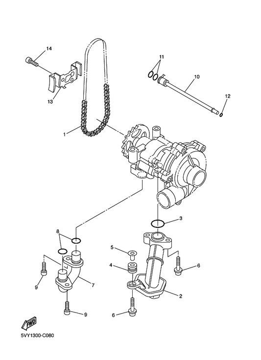 Yamaha 94580-25078 Chain — shown on the Oil Pump parts diagram