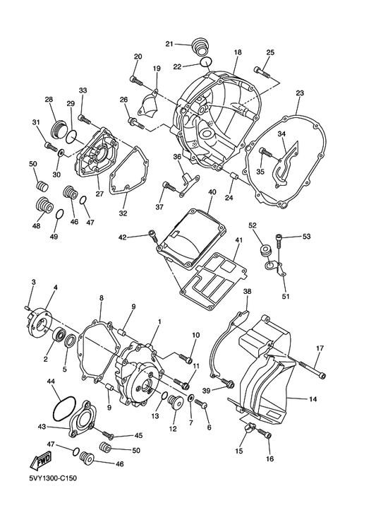Yamaha 5VY-15451-00 Gasket, Crankcase Cover 1 — shown on the Crankcase Cover 1 parts diagram
