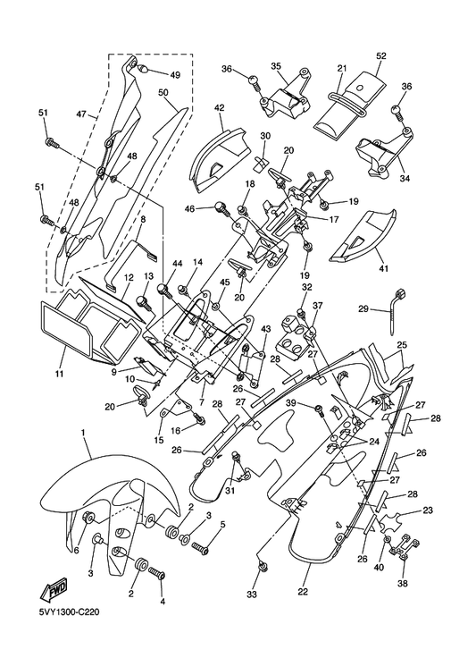 Yamaha 5VY-2838G-00 . Seat 1 — shown on the Fender parts diagram