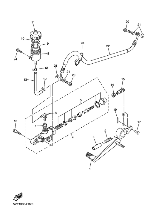 Yamaha 5VY-27211-00 Pedal, Brake — shown on the Rear Master Cylinder parts diagram