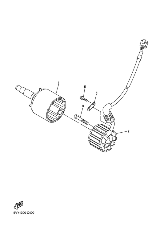 Yamaha 5D0-81410-10 Stator Assy — shown on the Generator parts diagram